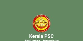 Kerala PSC April Interviews
